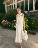 Solid Color Chiffon Strapless Slim-Fit Dress