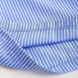 Blue Vertical Striped High-Waisted Wide-Leg Pants for Women