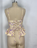 Floral tube top with flattering waist shaping design