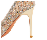 Sparkly Pointed Toe Slip-On Thin Heel Crystal Pumps Wholesale