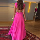 Solid Color Sleeveless Round Neck Dress