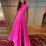 Solid Color Sleeveless Round Neck Dress