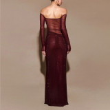 Sexy Long Fitted One-Shoulder Sheer Evening Gown