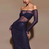 Sexy Long Fitted One-Shoulder Sheer Evening Gown
