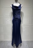 Elegant Off-Shoulder Satin Bodycon Long Dress