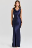 Elegant Off-Shoulder Satin Bodycon Long Dress