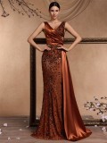 Elegant Sequin Fitted V-Neck Sleeveless Gown