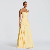 Elegant V Neck Slit Chiffon Bodycon Long Dress