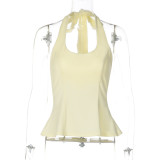 Sexy Halter Neck Slim Fit Back Lace-Up Top