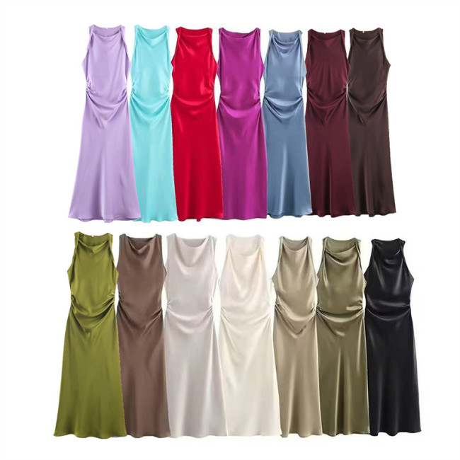 Elegant Versatile Satin Midi Dress