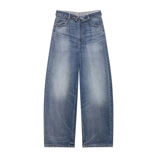 Mid-Waist Cuffed Denim Jeans