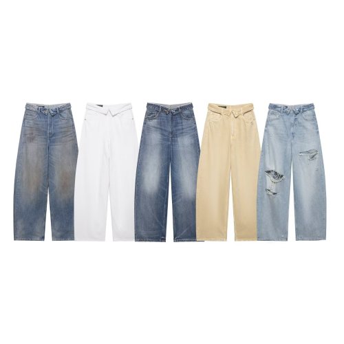 Mid-Waist Cuffed Denim Jeans