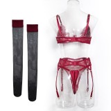 Transparent Embroidered Lace Bra with Eyelash Edge