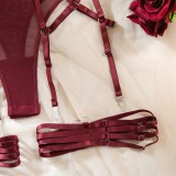 Strappy Patchwork Bodysuit with Gloves