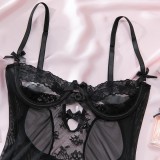 Transparent Lace Bodysuit with Stockings