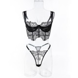 Black Embroidered Two-Piece Lingerie Set Wholesale