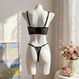 Black Embroidered Two-Piece Lingerie Set Wholesale