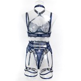 Lace Halter Push-Up Lingerie Set – Sexy Sheer 3-Piece