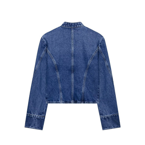 Gold Button Cropped Denim Jacket