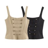 Fitted Tank Top with Button Accents