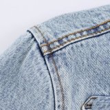Button Trimmed WaistCinched vintage military Denim Jacket