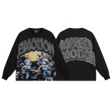 Letter Print Rhinestone Crew Neck Long Sleeve T-Shirt