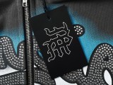 Letter Print Rhinestone Zip-Up Hoodie