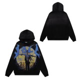 Vintage Printed Distressed Hoodie