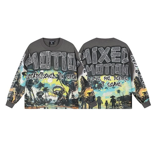 Letter Print Rhinestone Crew Neck Long Sleeve T-Shirt