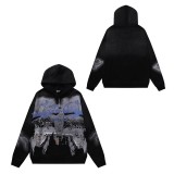 Vintage Printed Distressed Hoodie