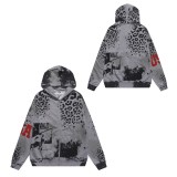 Vintage Printed Distressed Zip-Up Hoodie