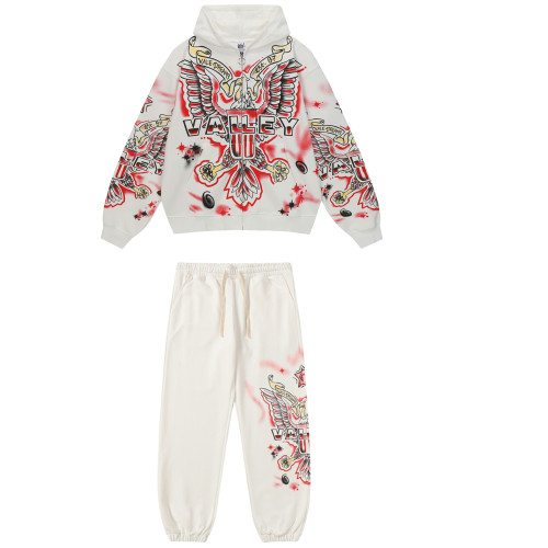 VALE Vintage Washed Cotton Printed Sweatshirt Set