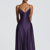 Sexy Spaghetti Strap Low Neck Waist-Cinching Backless Dress