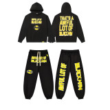 Letter Print Terry Hoodie and Sweatpants Set