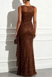 Jacquard Lace Stretch Sleeveless Tie Dress