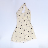 V-Neck Slimming Polka Dot Spaghetti Strap Dress