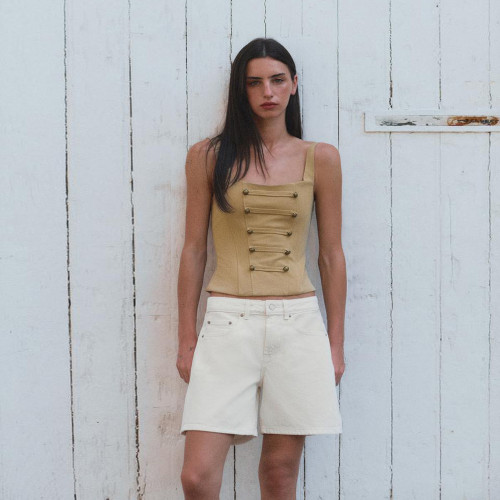 Fitted Tank Top with Button Accents