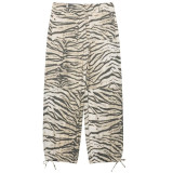 Zebra Print Wide-Leg Tie Pants