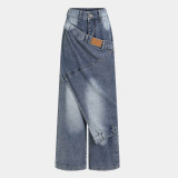 Deconstructed Patchwork Layered Washed Jeans