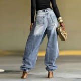 Deconstructed Patchwork Layered Washed Jeans