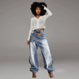 Deconstructed Patchwork Layered Washed Jeans