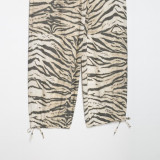 Zebra Print Wide-Leg Tie Pants