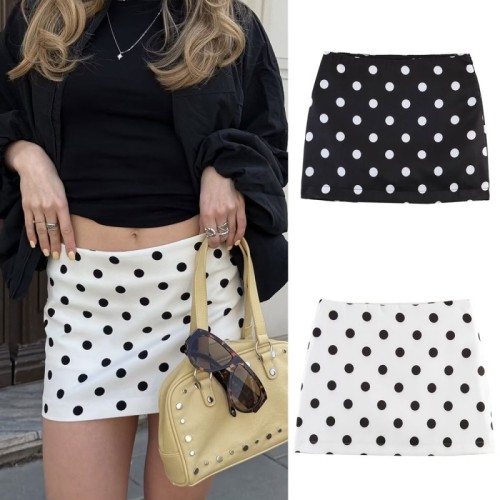 Fashion Versatile High-Waist French Polka Dot Mini Hip-Hugging Skirt