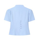 Solid Color Versatile Short Sleeve Lace Patchwork Jacket for Women