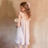 Princess-Style Lace Choker Loose Comfortable Satin Spaghetti Strap Nightdress with Robe Homewear Set