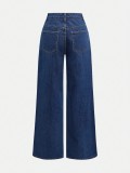 Rhinestone-Studded Loose Straight-Leg Draped Fashion Denim Pants