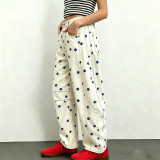 Polka Dot Women’s Loose Curved-Leg Low-Rise Full-Length Jeans