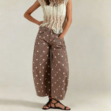 Polka Dot Women’s Loose Curved-Leg Mid-Rise Cropped Jeans