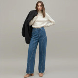Women’s Fashion Beaded Straight Leg Jeans