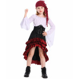 Kids Pirate Costume Set | Vintage Asymmetrical Ruffle Pirate Dress for Girls